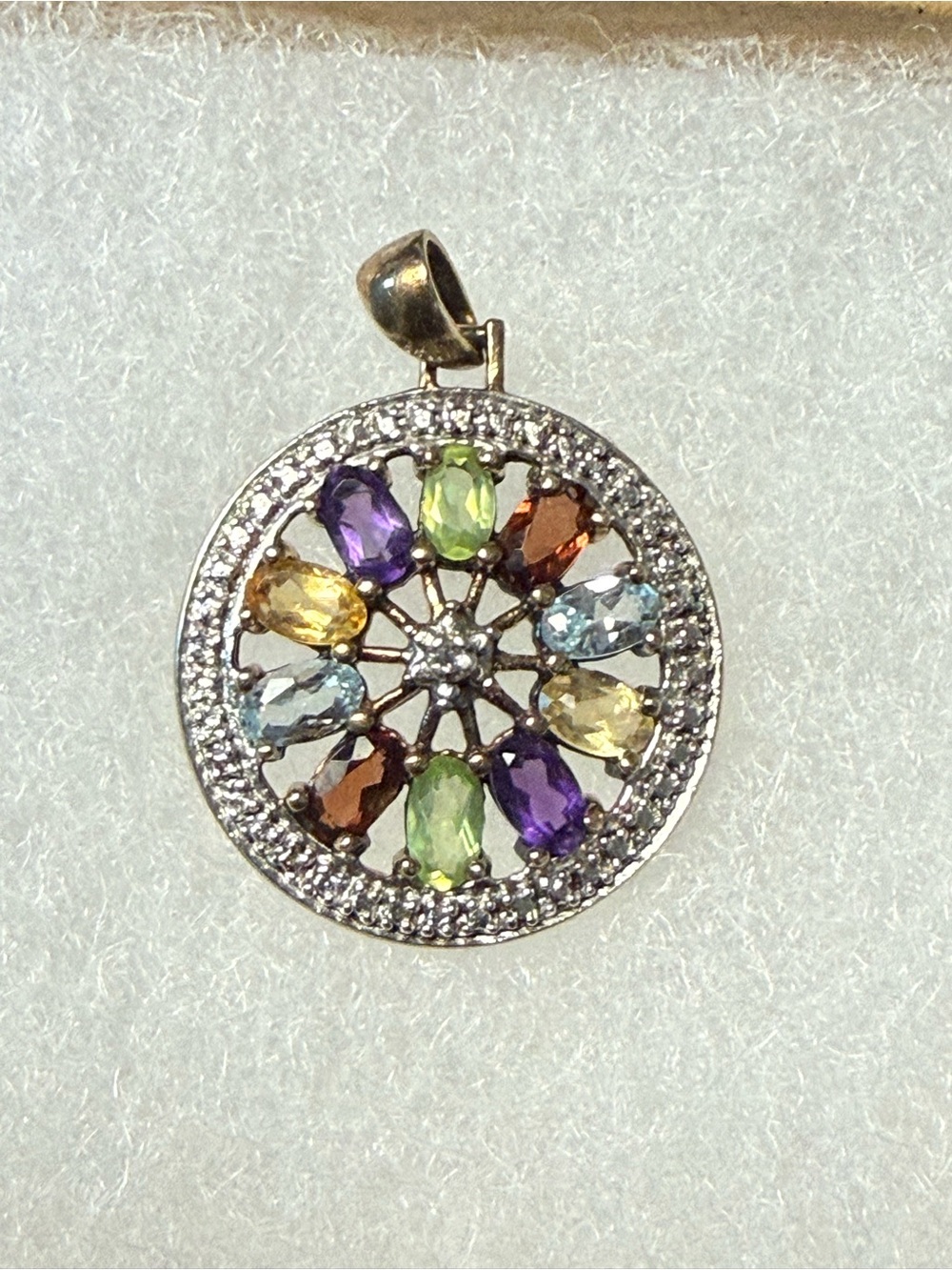 Gold plated Sterling Silver - Multi-Gemstone Round Pendant